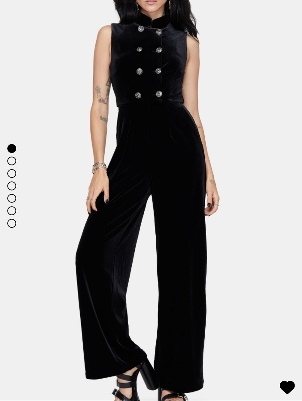 Disturbia Dusken Velour Button Up Wide-Leg Jumpsuit - Picture 3 of 5